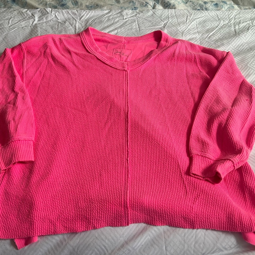 Aerie Hot Pink Ribbed Sweater